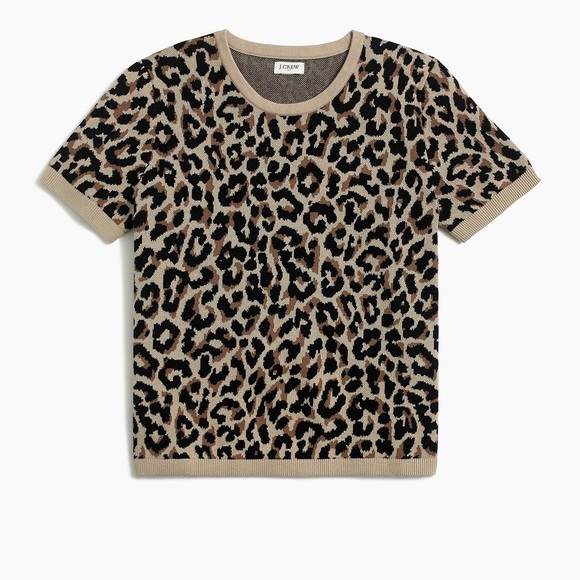 J. Crew Factory Tops - J.Crew Short Sleeve Leopard Textured Sweater